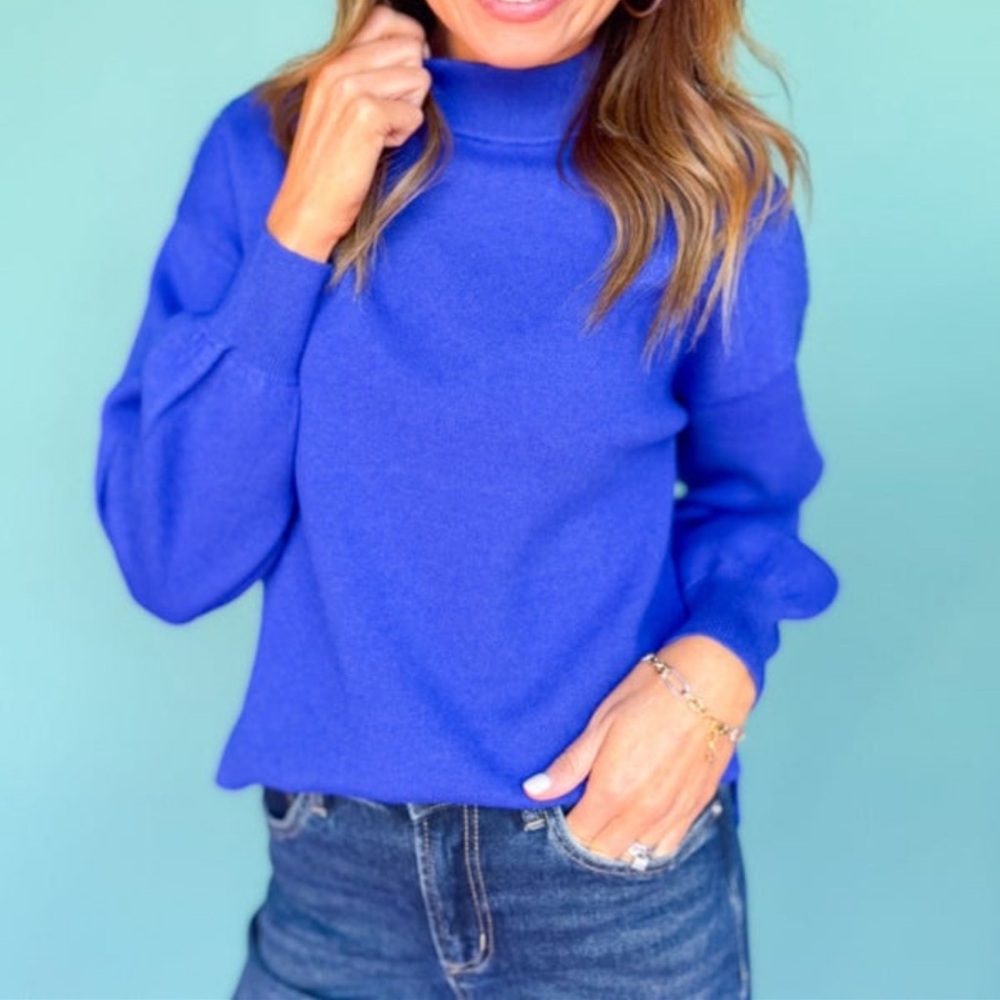 Elegant Royal Blue Turtleneck Sweater